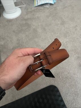 Men's Tan Leather Belt - Unbranded Classic Dress Belt